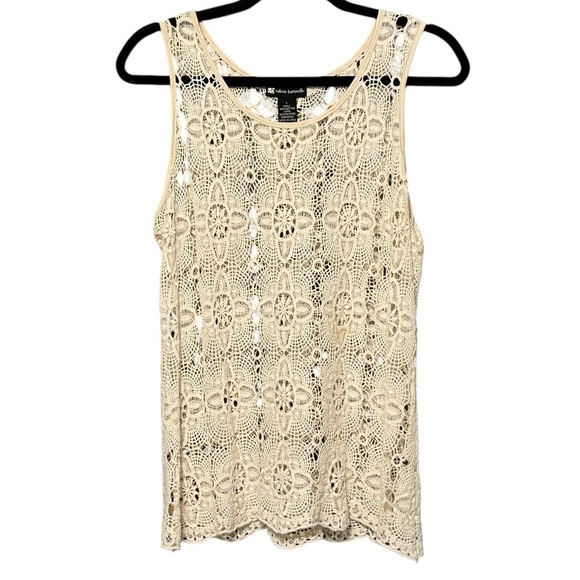 Valerie Bertinelli Boho Romantic Crochet Lace Floral Sleeveless Lightweight Tank - Picture 1 of 9